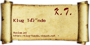 Klug Tünde névjegykártya